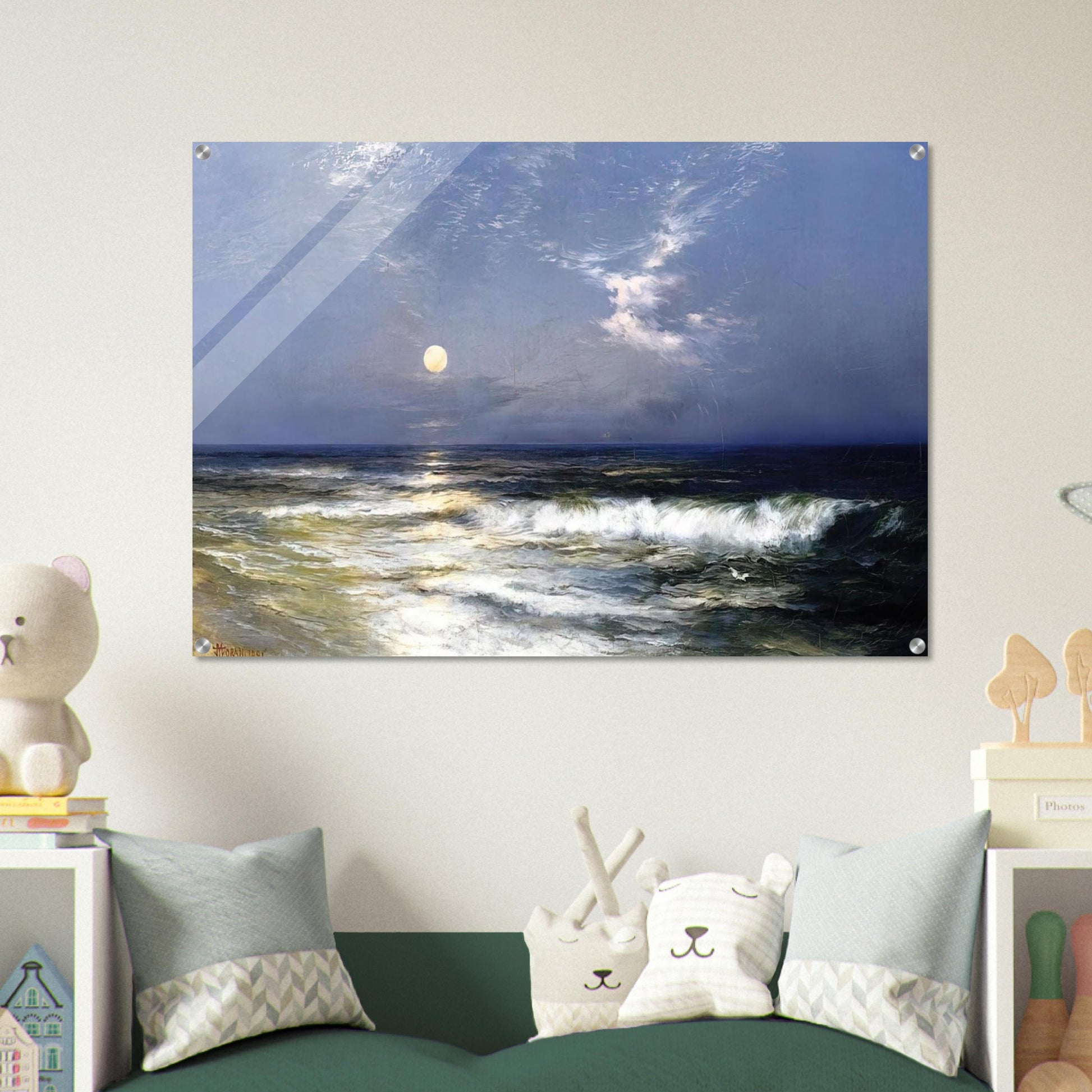 Moonlit Seascape - Thomas Moran Acrylic Print - 70x100 cm / 28x40″ inches | Thomas Moran Wall Art | Thomas Moran Prints