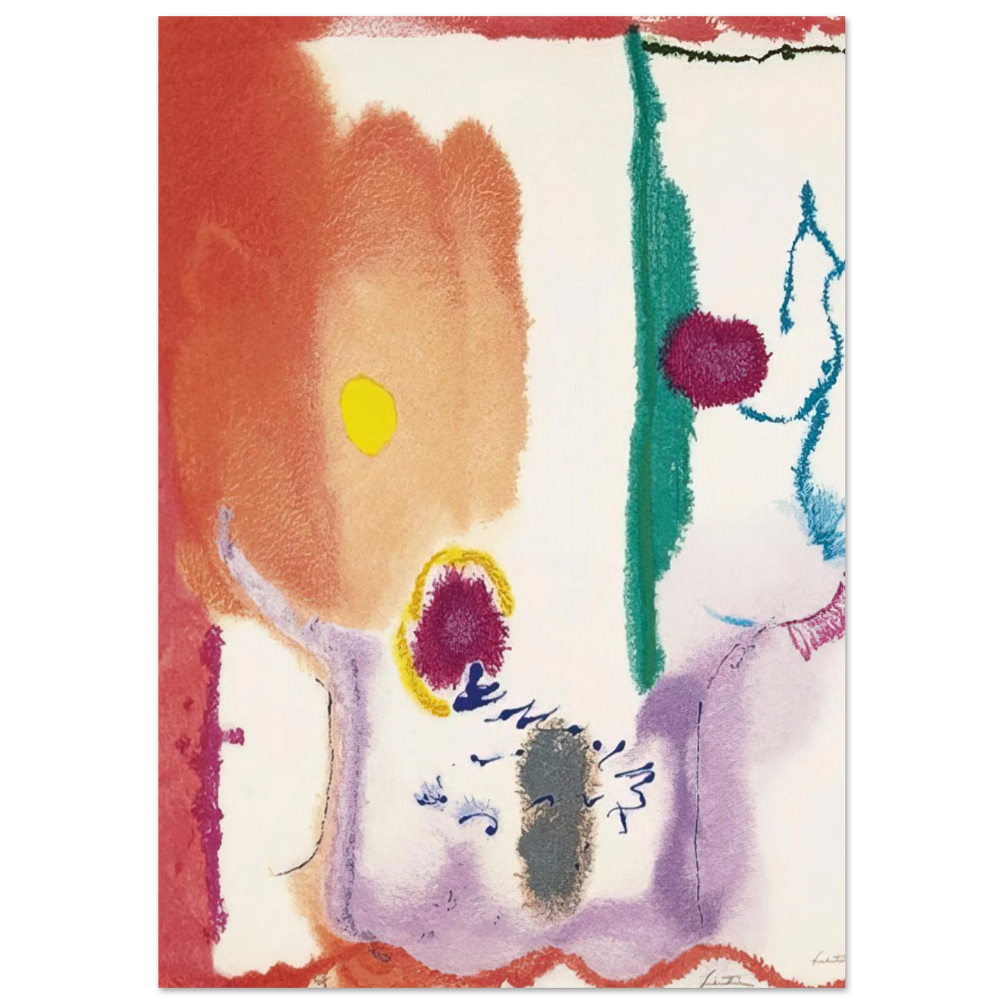 Helen Frankenthaler - Beginnings - 2002 Wall art - 50x70 cm / 20x28 inches - Premium Wooden Framed Poster With Fine Art Paper - White frame