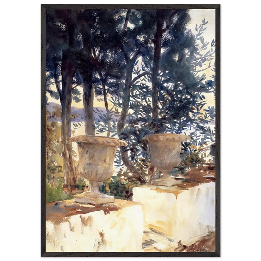 Corfu The Terrace - John Singer Sargent 70x100 cm / 28x40 inches Framed Art Print – Black Wooden Frame