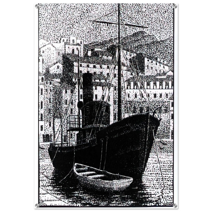TUGBOAT OLD HARBOR OF BASTIA JANUARY 1934 1934 - MC Escher Acrylic Print - 70x100 cm / 28x40″ inches | Maurits Cornelis Escher Prints
