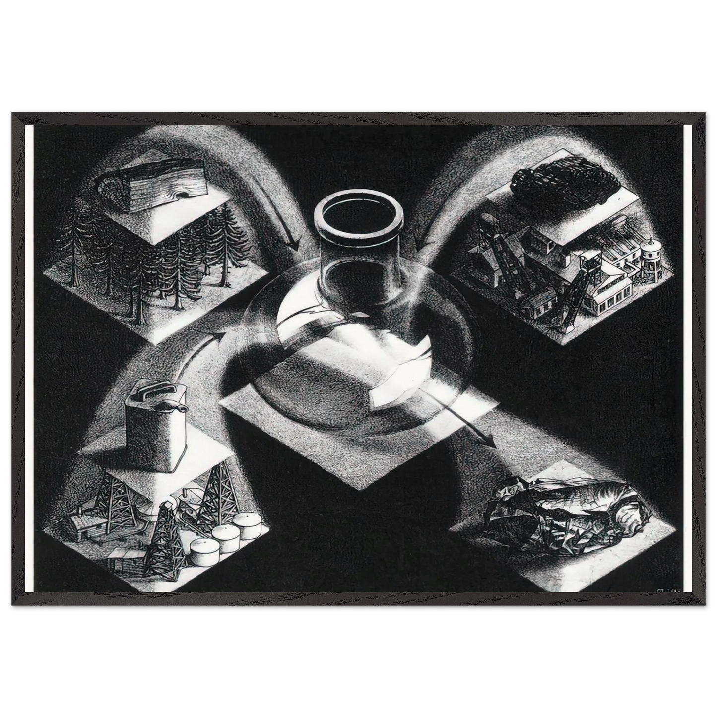 SYNTHESIS - MC Escher Framed Art Print – Black Wooden Frame - Default Title - -Framed Art Print