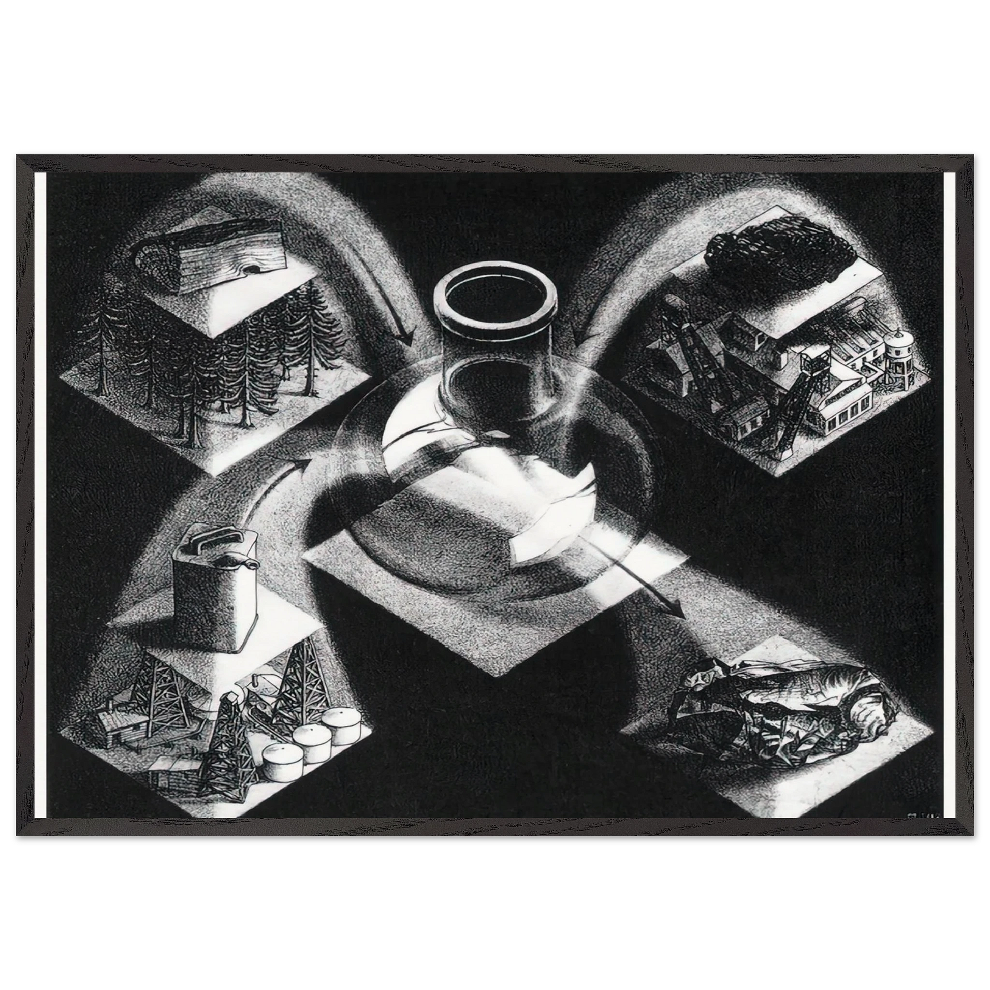 SYNTHESIS - MC Escher Framed Art Print – Black Wooden Frame - Default Title - -Framed Art Print