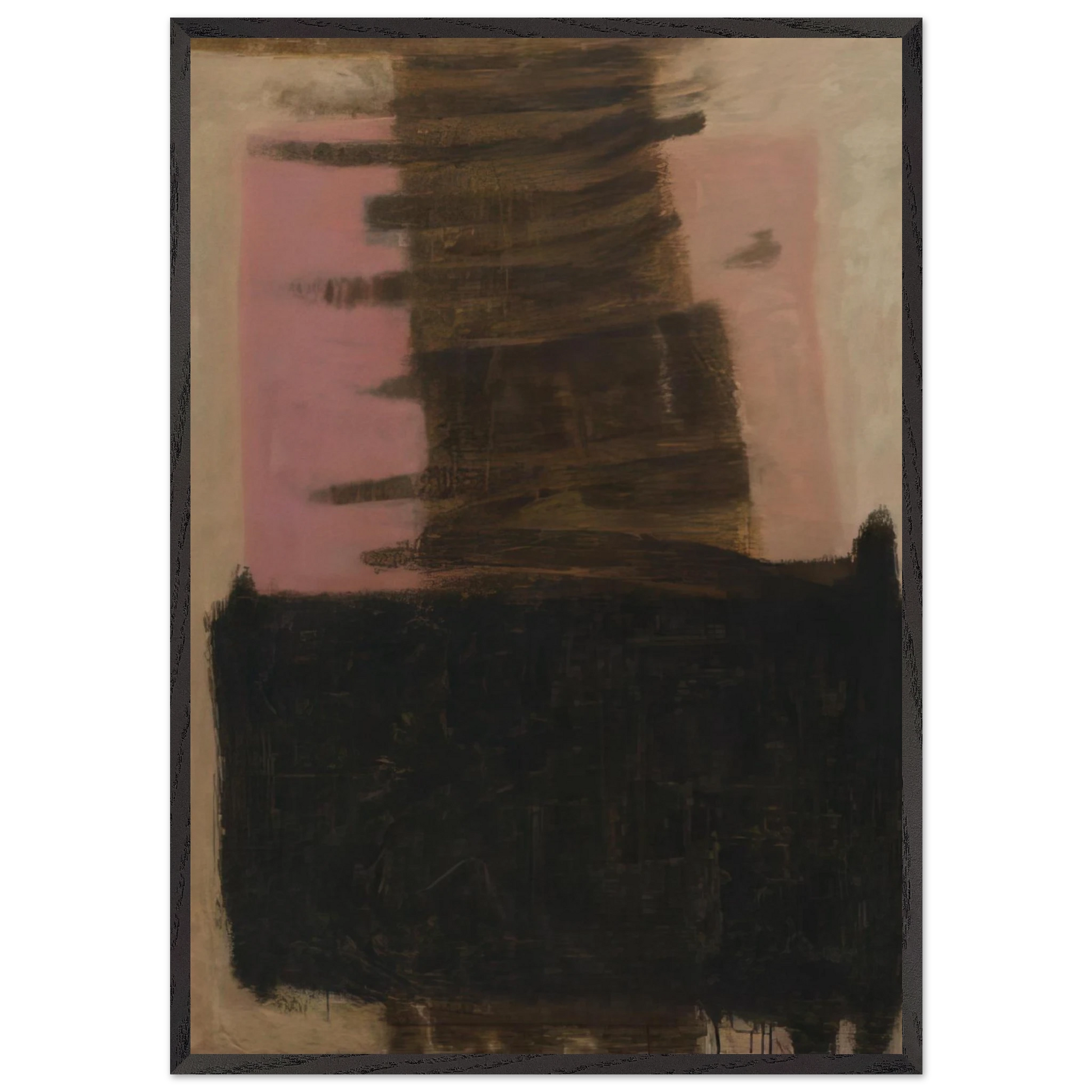 Composition in Black  Ochre - 1957 - Adja Yunkers Framed Art Print – Black Wooden Frame - Default Title - -Framed Art Print