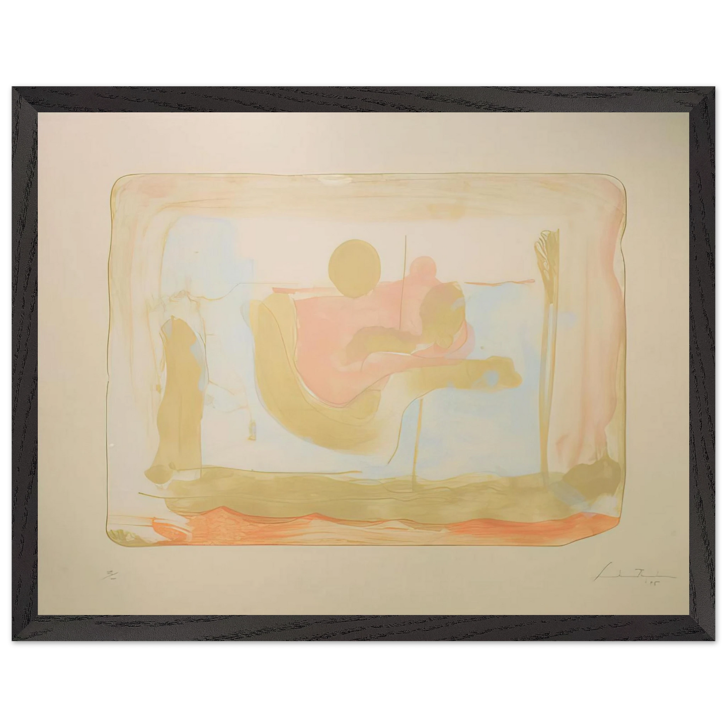 Helen Frankenthaler - Reflections I - 1995 Wall art - 30x45 cm / 12x18 inches - Premium Wooden Framed Poster With Fine Art Paper - Black frame