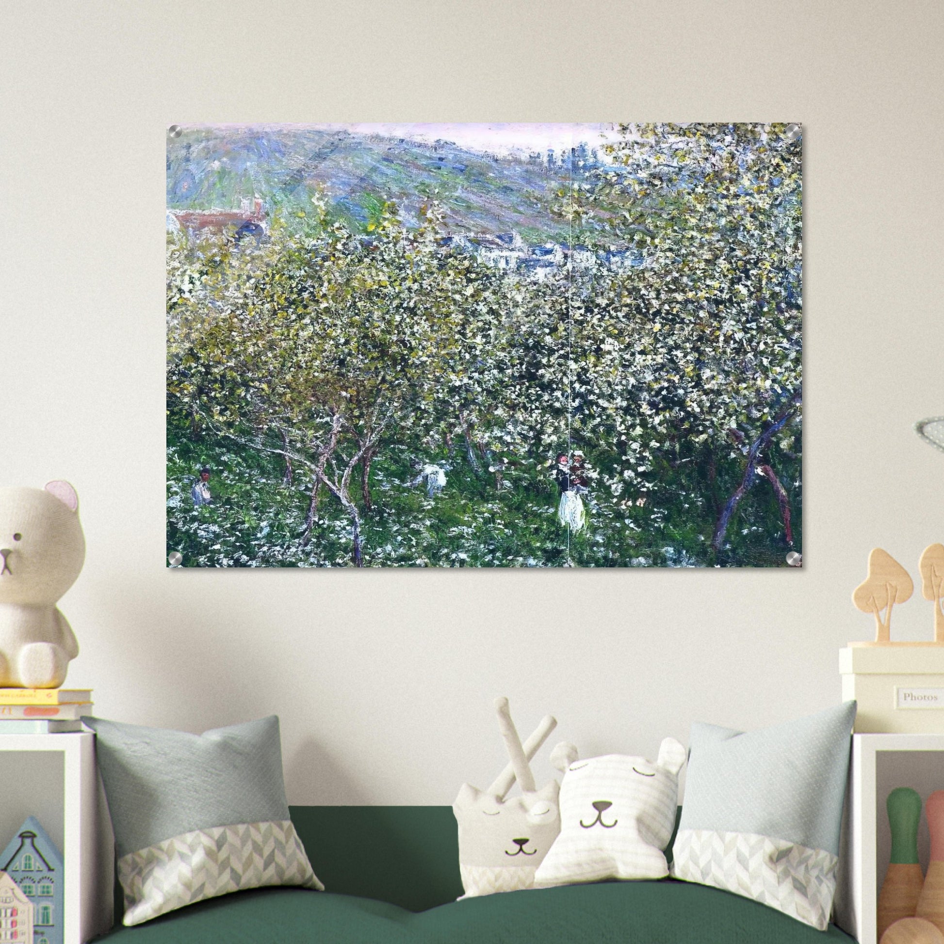 Vetheuil, Flowering Plum Trees - claude monet Acrylic Print - 70x100 cm / 28x40″ inches | claude monet Wall Art | claude monet Prints