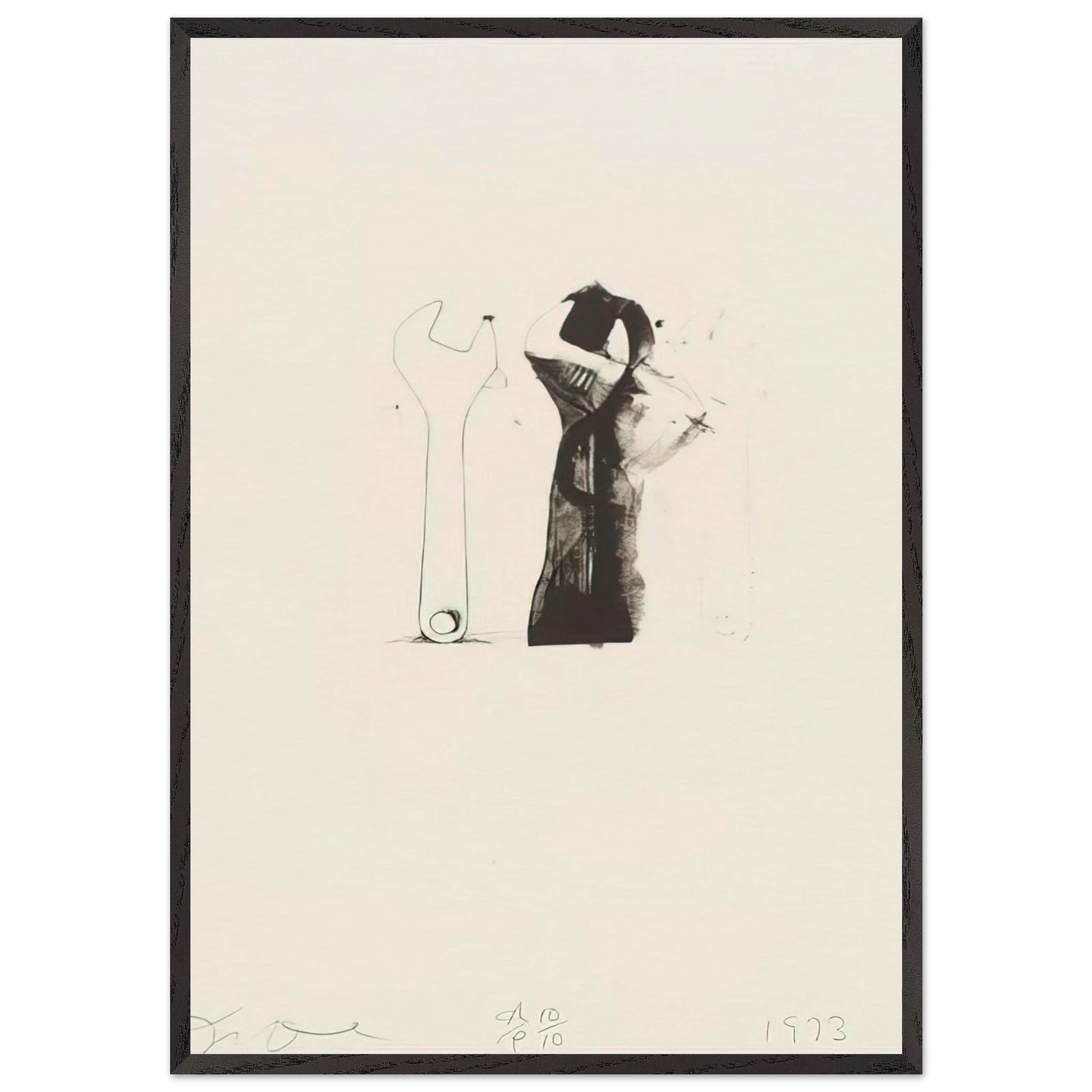 UNTITLED FROM TEN WINTER TOOLS 1973 5 - Jim Dine Framed Art Print – Black Wooden Frame - Default Title - -Framed Art Print