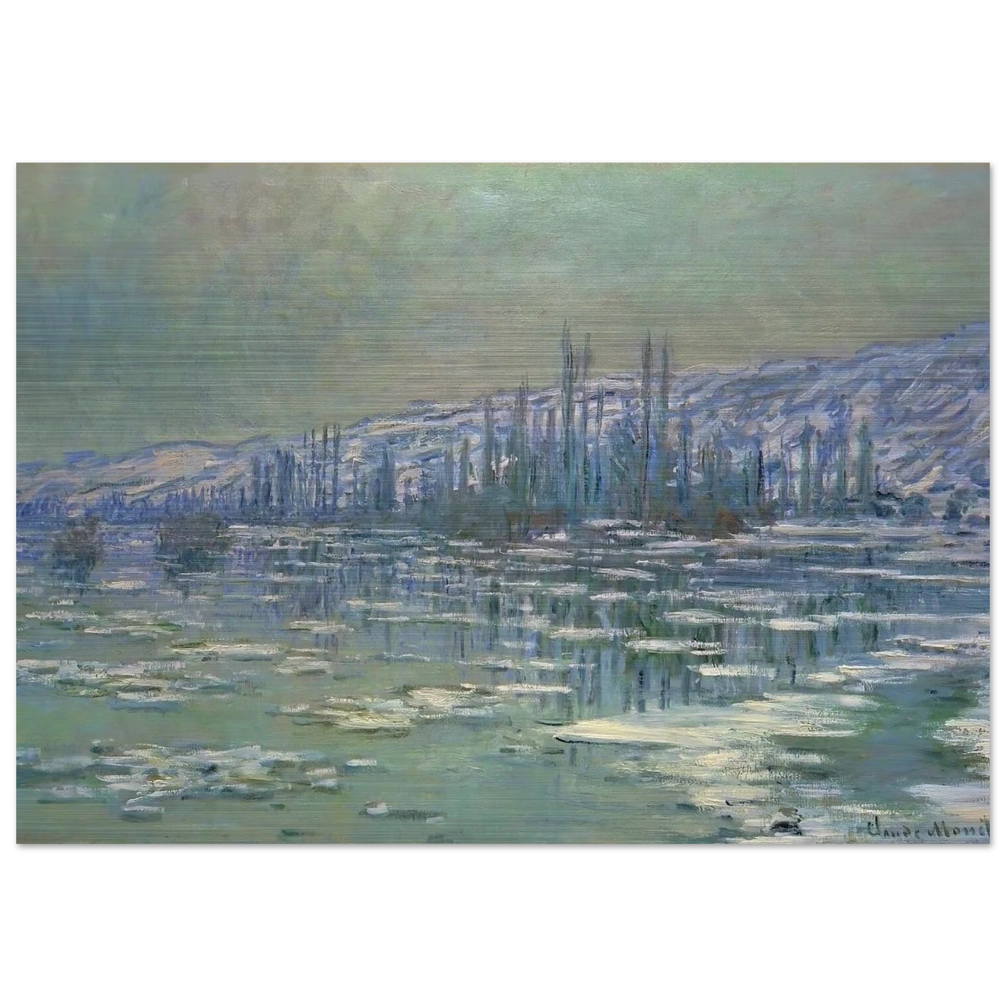Ice Floes on Siene - claude monet Brushed Aluminum Print - 70x100 cm / 28x40 inches | claude monet Aluminum Print | claude monet Prints
