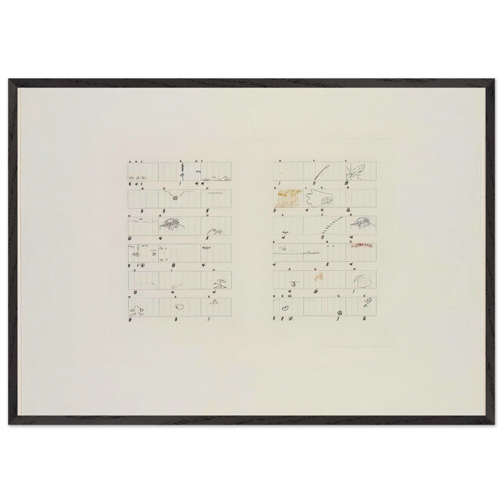 Score Without Parts 40 Drawings by ThoreauTwelve Haiku - 1978 - John Cage 70x100 cm / 28x40 inches Framed Art Print – Black Wooden Frame