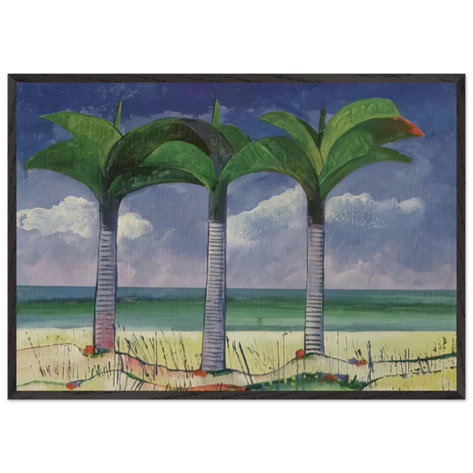 Praia com Tres Coqueiros - 1995 - Aldemir Martins Framed Art Print – Black Wooden Frame - Default Title - -Framed Art Print