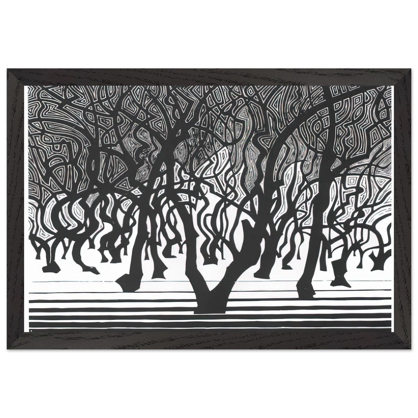 MC Escher - WOODS NEAR MENTON Wall Art - 30x40 cm / 12x16 inches - Premium Wooden Framed Poster With Fine Art Paper - White frame