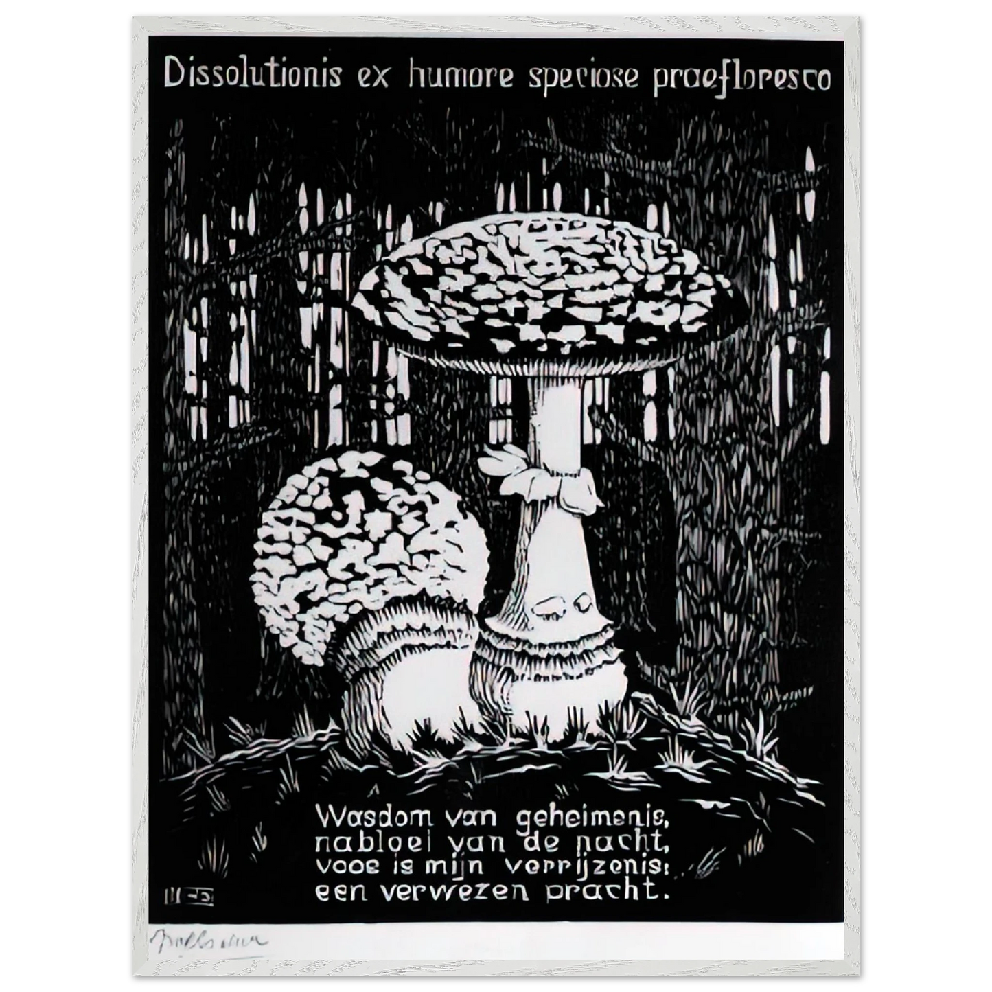 MC Escher - EMBLEMATA TOADSTOOL Wall Art - 60x80 cm / 24x32 inches - Premium Wooden Framed Poster With Fine Art Paper - White frame