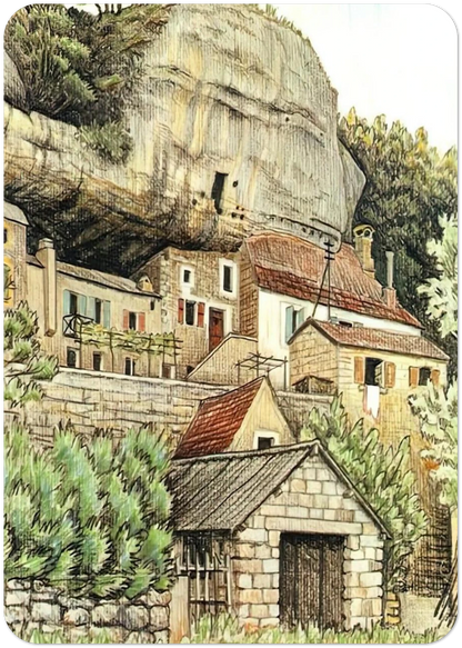 LES EYZIES FRANCE By MC Escher Pack of 10 Post Cards | MC Escher Post Cards | A6 (10.5 x 14.8 cm) - 4.1 x 5.8 inches