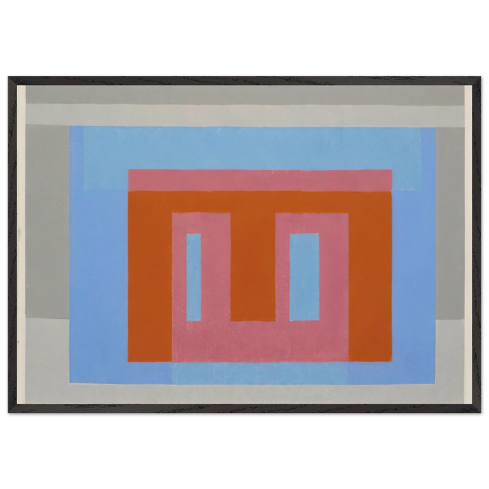 ADOBE VARIANT LUMINOUS DAY 1952 - Josef Albers 70x100 cm / 28x40 inches Framed Art Print – Black Wooden Frame