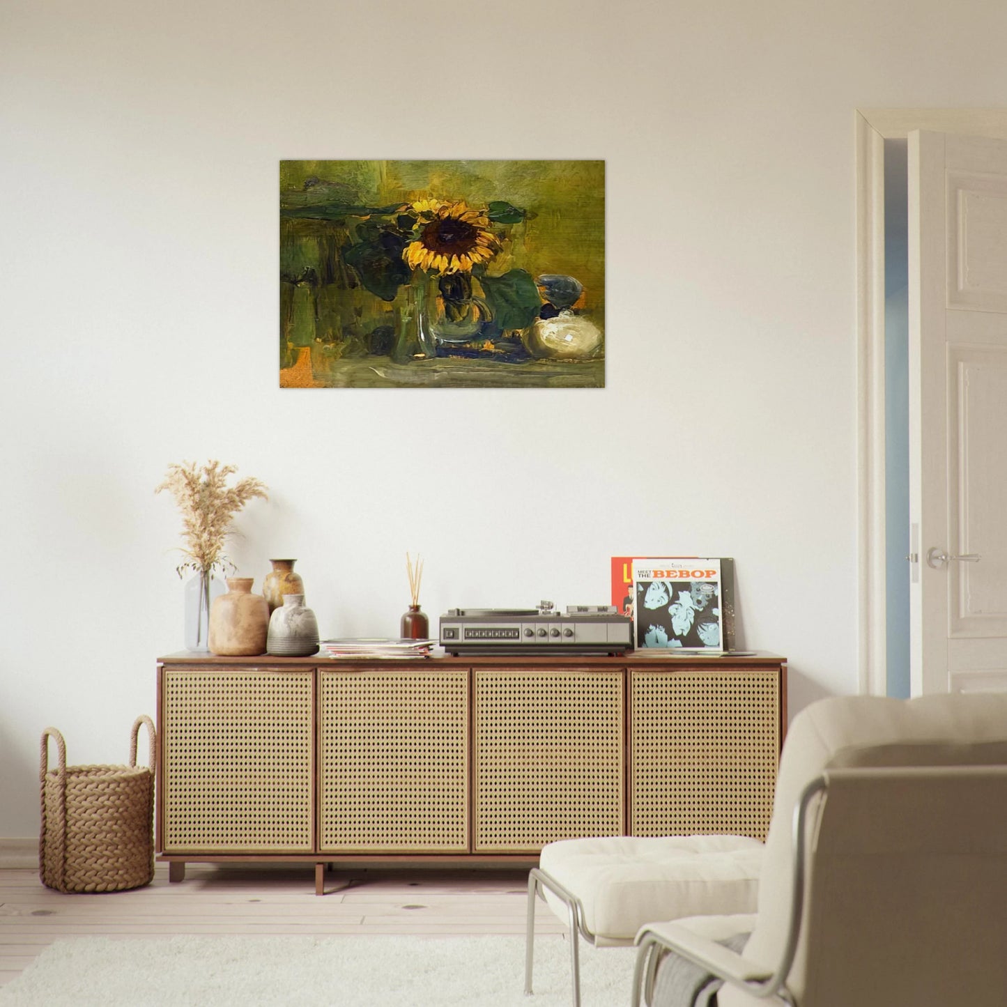 Still life with Sunflower - Piet Mondrian Brushed Aluminum Print - 70x100 cm / 28x40 inches | Piet Mondrian Aluminum Print | Piet Mondrian Prints