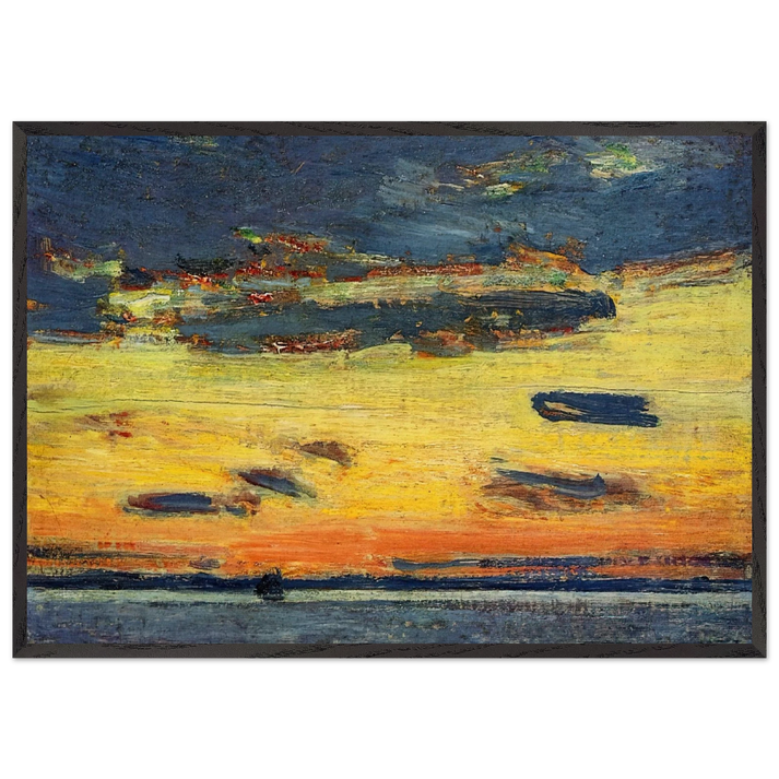 Sunset on the Sea - Childe Hassam 70x100 cm / 28x40 inches Framed Art Print – Black Wooden Frame