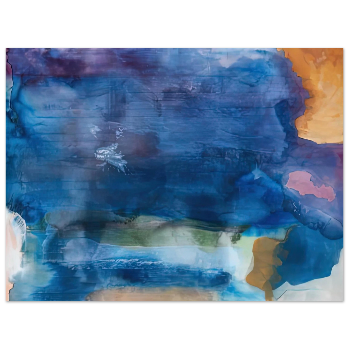 Helen Frankenthaler - Riverhead, 1963-64- Wall Art - 60x80 cm / 24x32 inches - Premium Wooden Framed Poster With Fine Art Paper - White frame