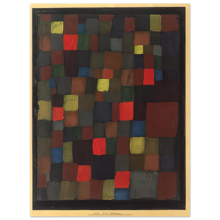 Paul Klee - ABSTRACT COLOUR HARMONY IN SQUARES WITH VERMILLION ACCENTS 1924  75x100 cm / 30x40inches Fine Art Poster