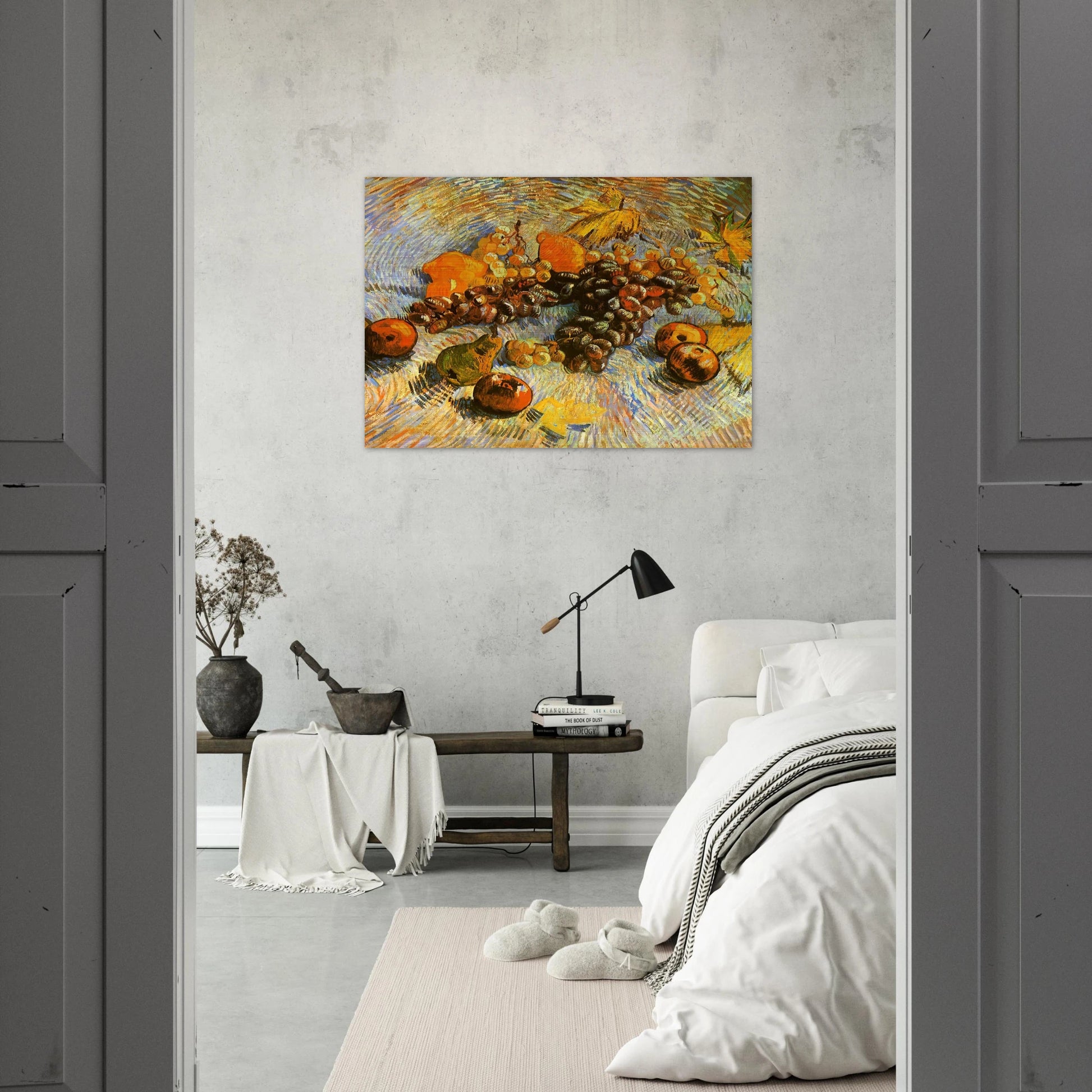 Still Life with Apples, Pears, Lemons and Grapes - Vincent van Gogh Brushed Aluminum Print - 70x100 cm / 28x40 inches | Vincent van Gogh Aluminum Print | Vincent van Gogh Prints