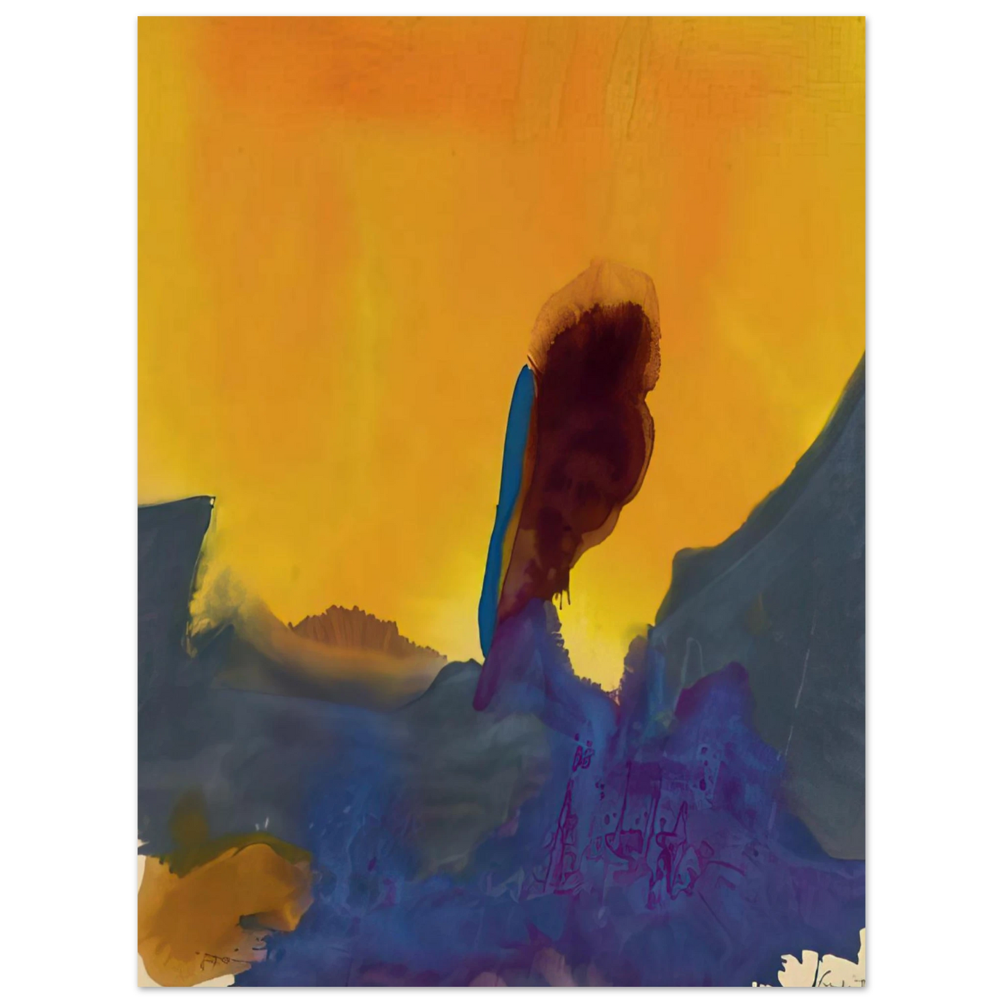 Helen Frankenthaler - Glow II - 1968 Wall art - 30x45 cm / 12x18 inches - Premium Wooden Framed Poster With Fine Art Paper - Black frame