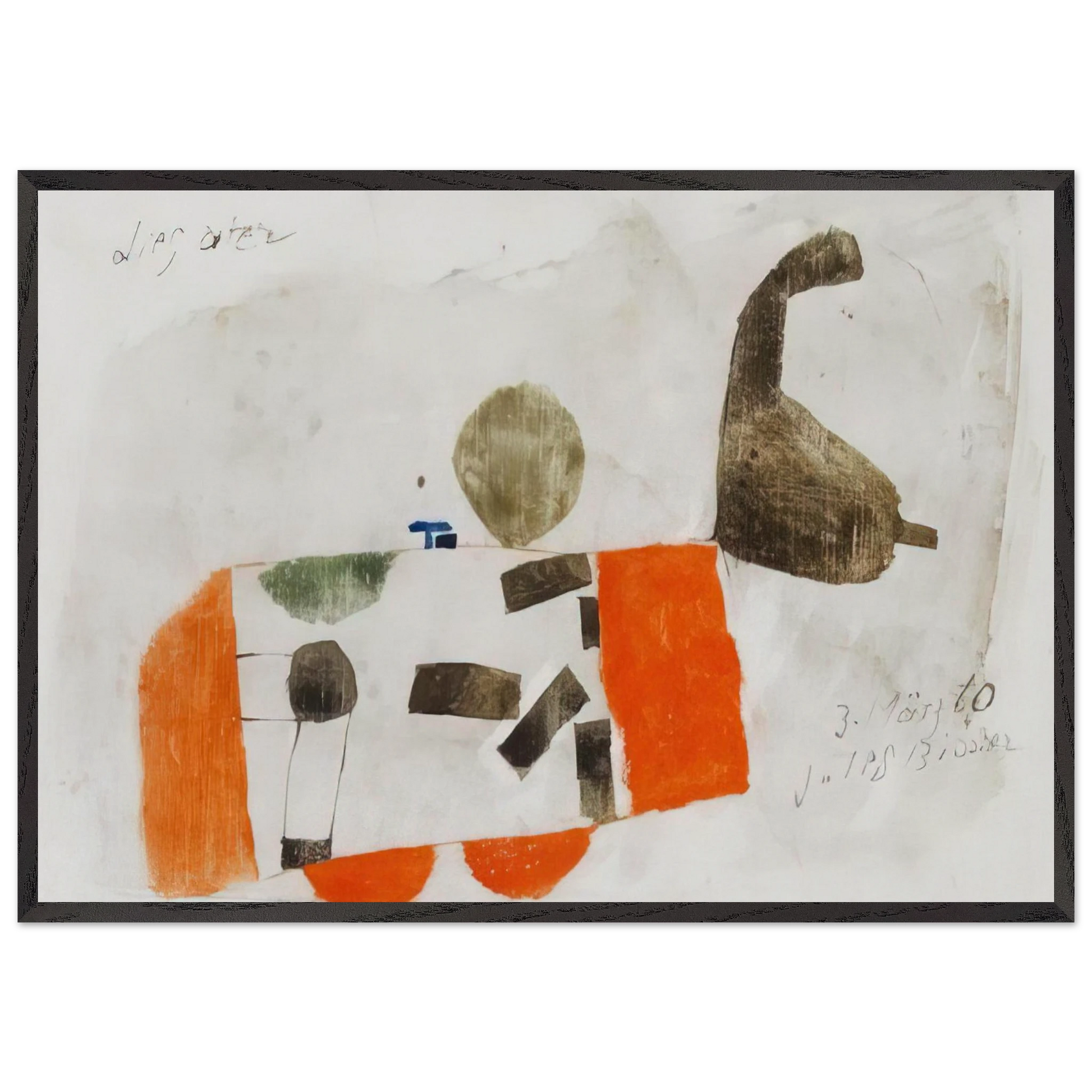 Komposition 3 Marz 60 - 1960 - Julius Bissier Framed Art Print – Black Wooden Frame - Default Title - -Framed Art Print