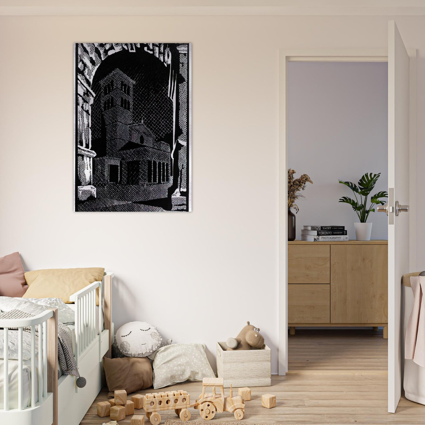 NOCTURNAL ROME 3 - MC Escher Brushed Aluminum Print - 70x100 cm / 28x40 inches | MC Escher Aluminum Print | MC Escher Prints