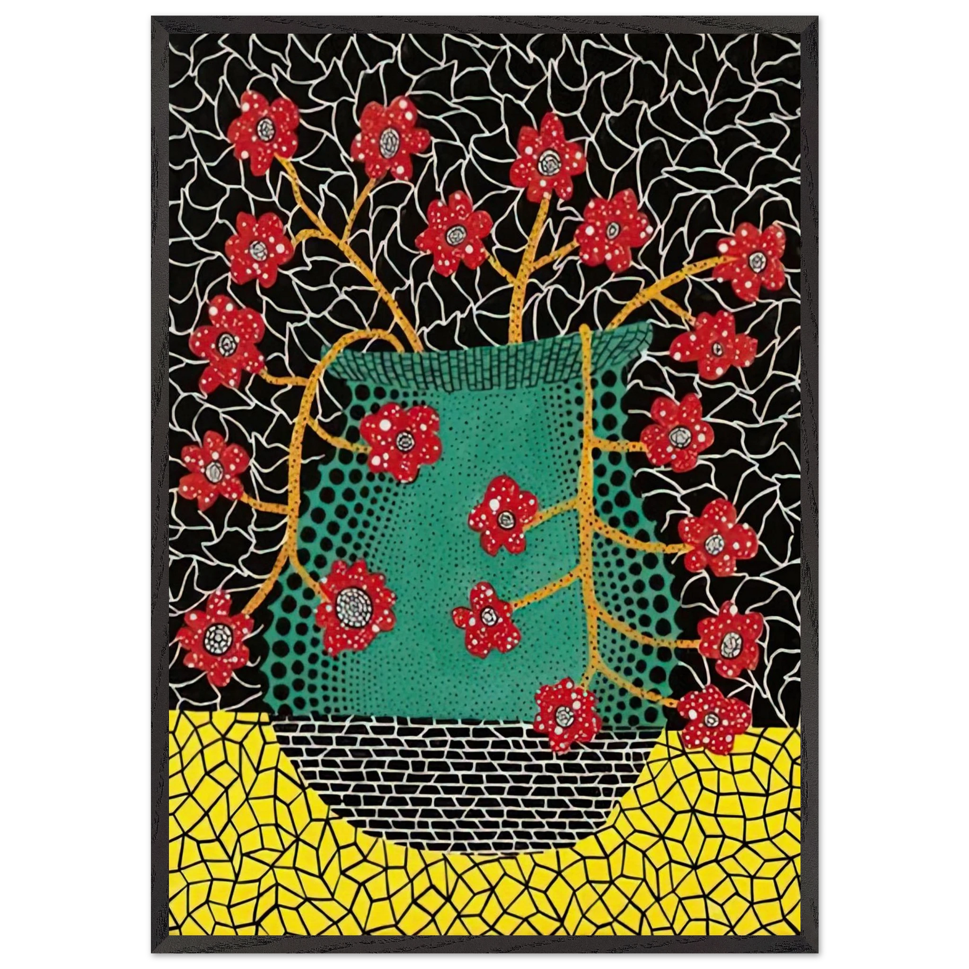 FLOWERS 1983 - Yayoi Kusama 70x100 cm / 28x40 inches Framed Art Print – Black Wooden Frame