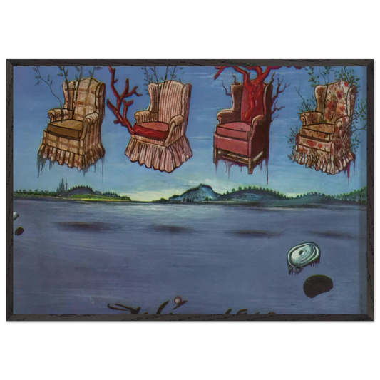FOUR ARMCHAIRS IN THE SKY - Salvador Dali Framed Art Print – Black Wooden Frame - Default Title - -Framed Art Print