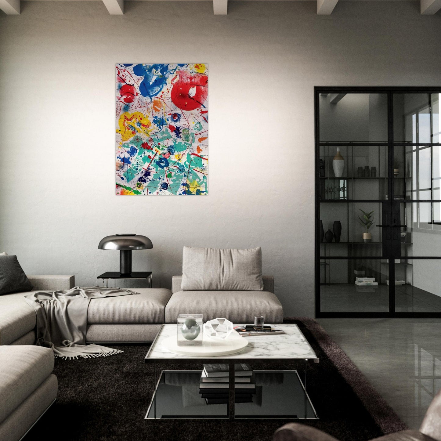 Untitled  SF 358  - Sam Francis Brushed Aluminum Print - 70x100 cm / 28x40 inches | Sam Francis Aluminum Print | Sam Francis Prints