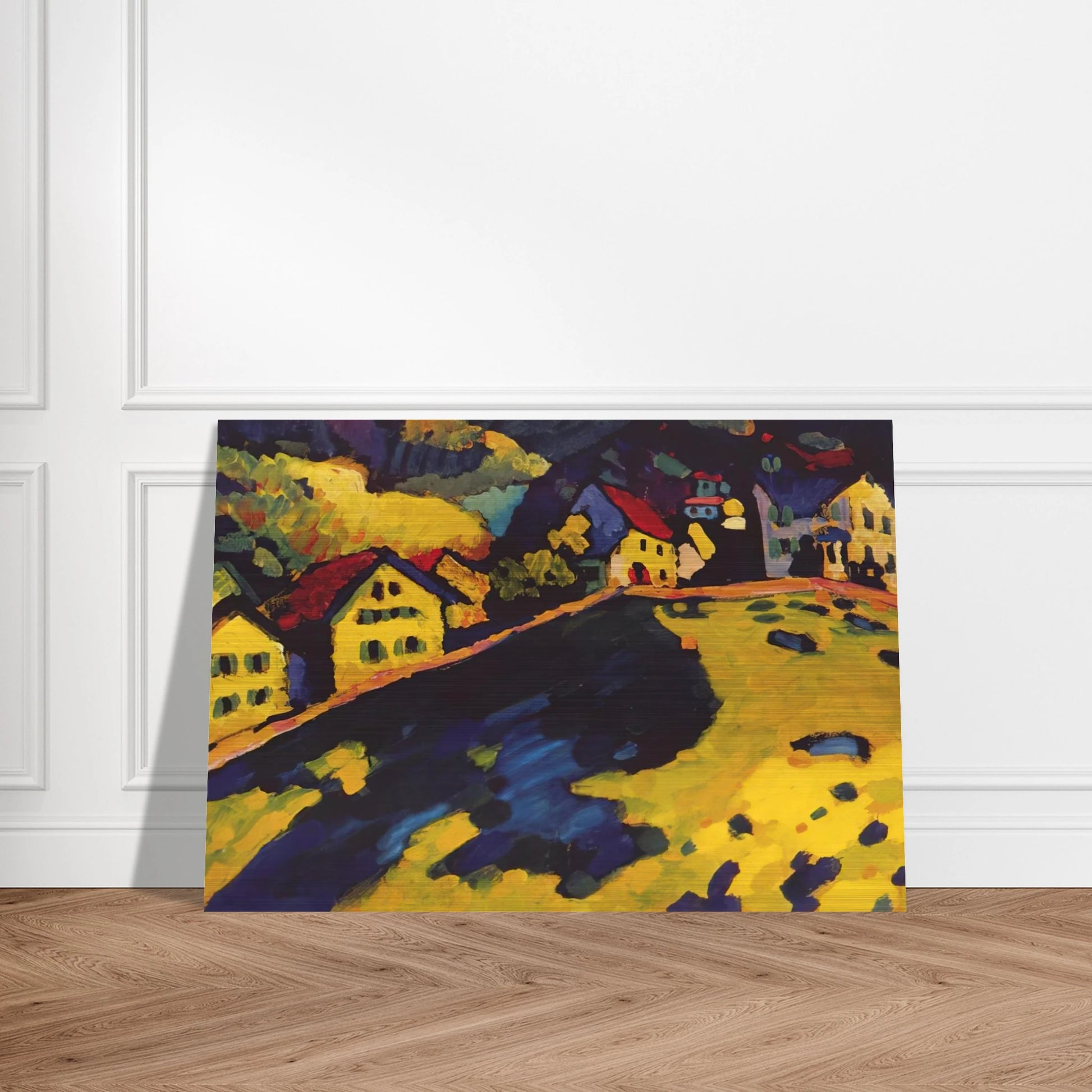 HOUSES AT MURNAU 1909 - Wassily Kandinsky Brushed Aluminum Print - 70x100 cm / 28x40 inches | Wassily Kandinsky Aluminum Print | Wassily Kandinsky Prints