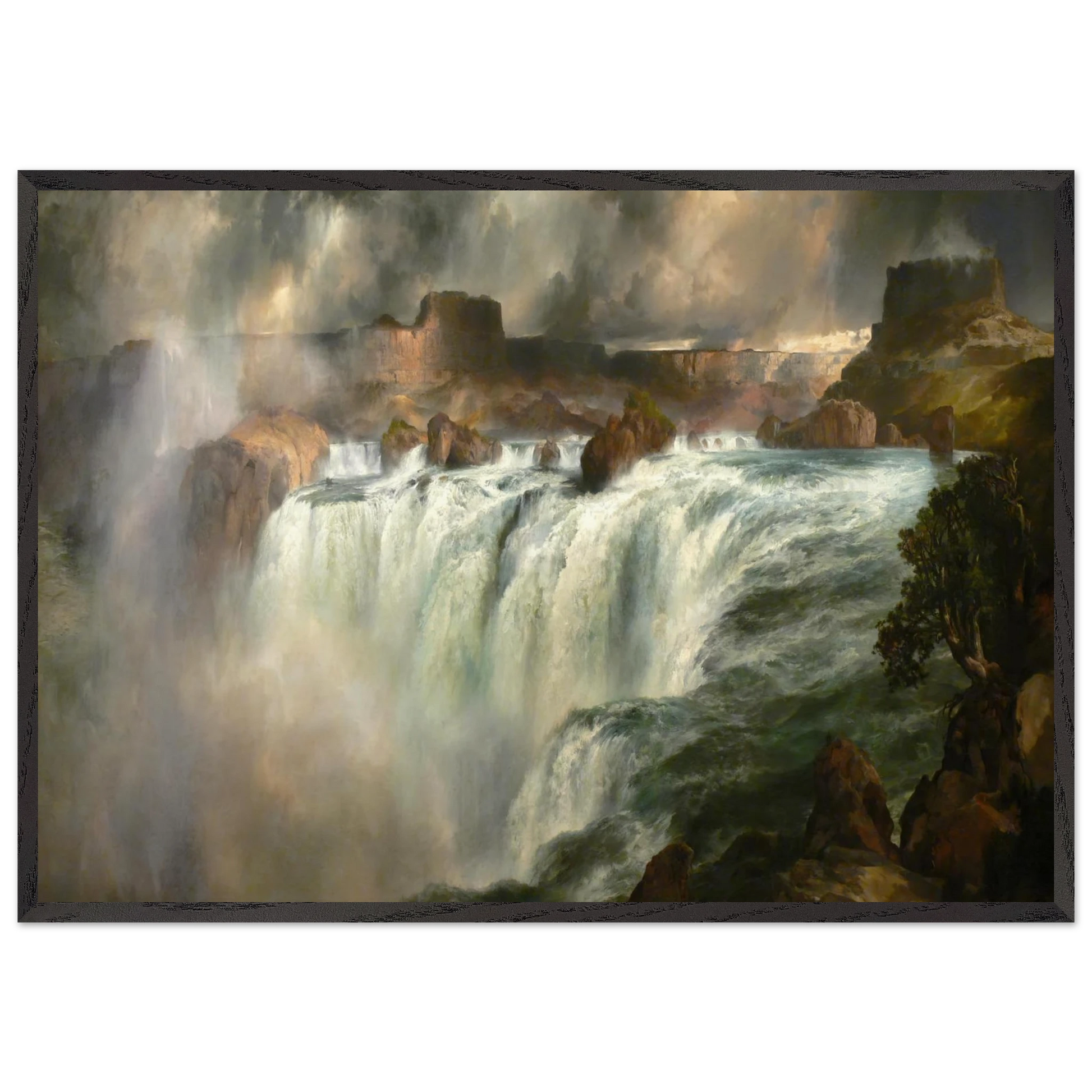 Shoshone Falls on the Snake River - Thomas Moran Framed Art Print – Black Wooden Frame - Default Title - -Framed Art Print