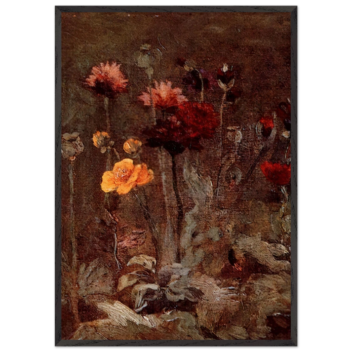 Still Life with Scabiosa and Ranunculus - Vincent van Gogh 70x100 cm / 28x40 inches Framed Art Print – Black Wooden Frame