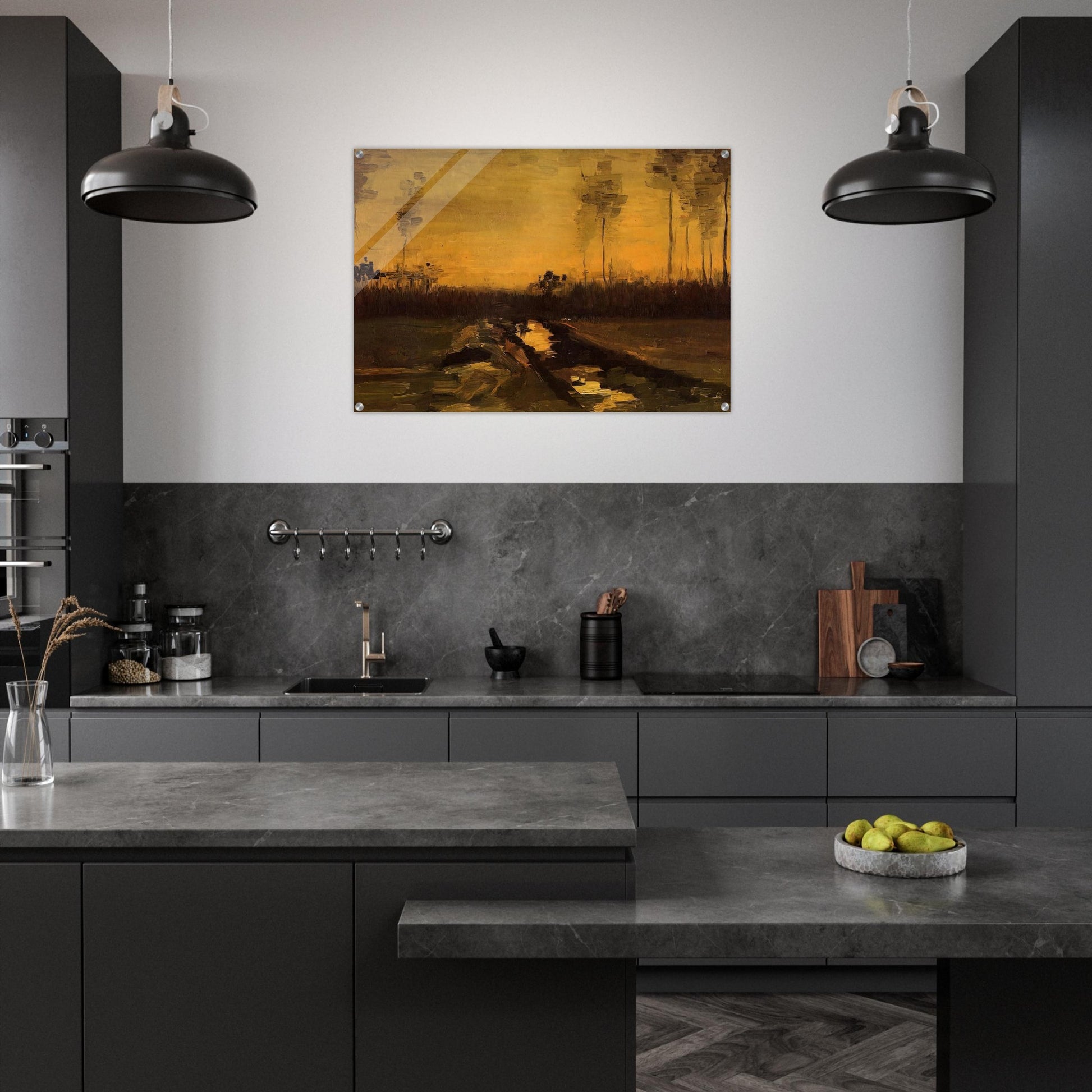 Landscape at Dusk - Vincent van Gogh Acrylic Print - 70x100 cm / 28x40″ inches