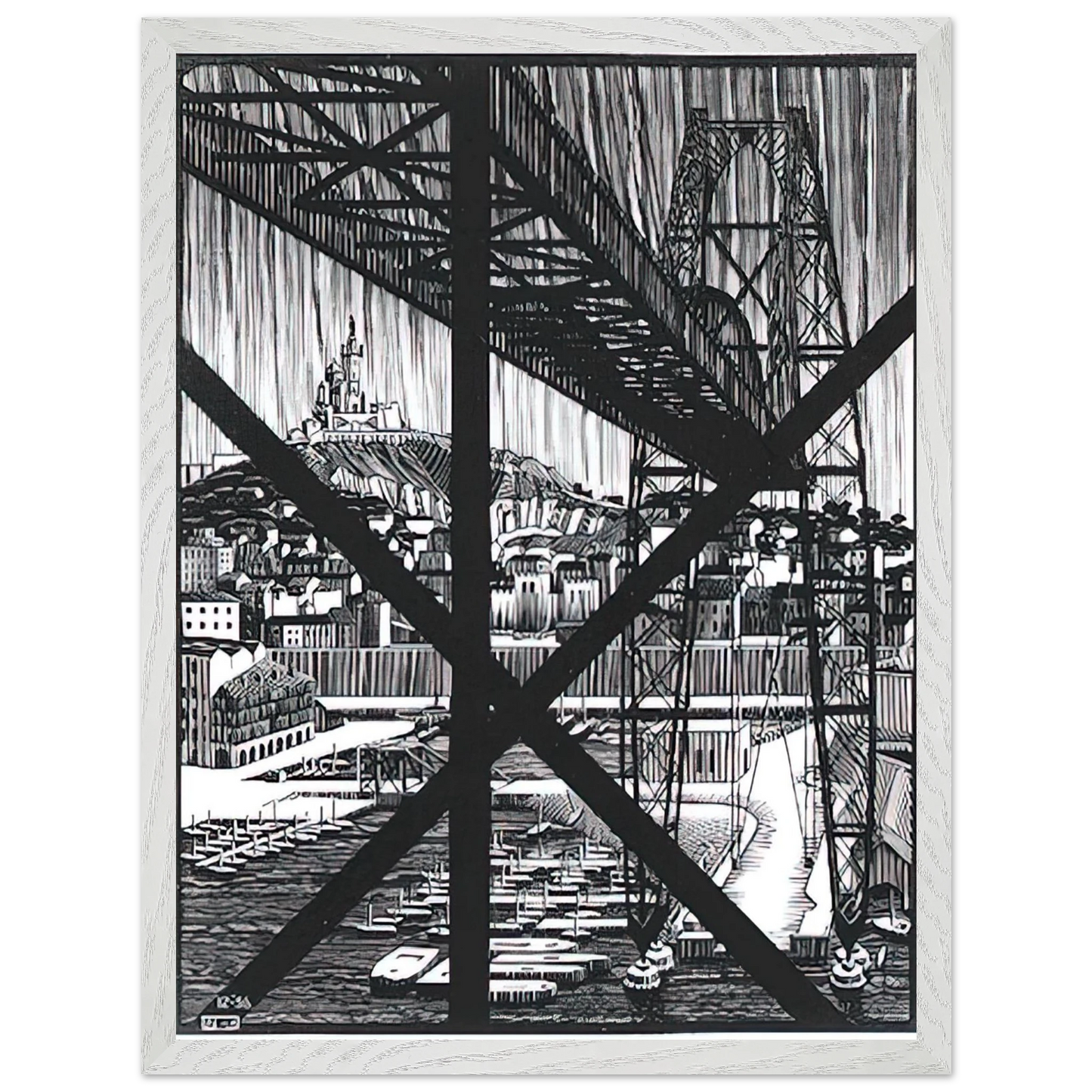 MC Escher - MARCEILLES DECEMBER 1936 1936 Wall Art - 30x40 cm / 12x16 inches - Fine Art Poster - -