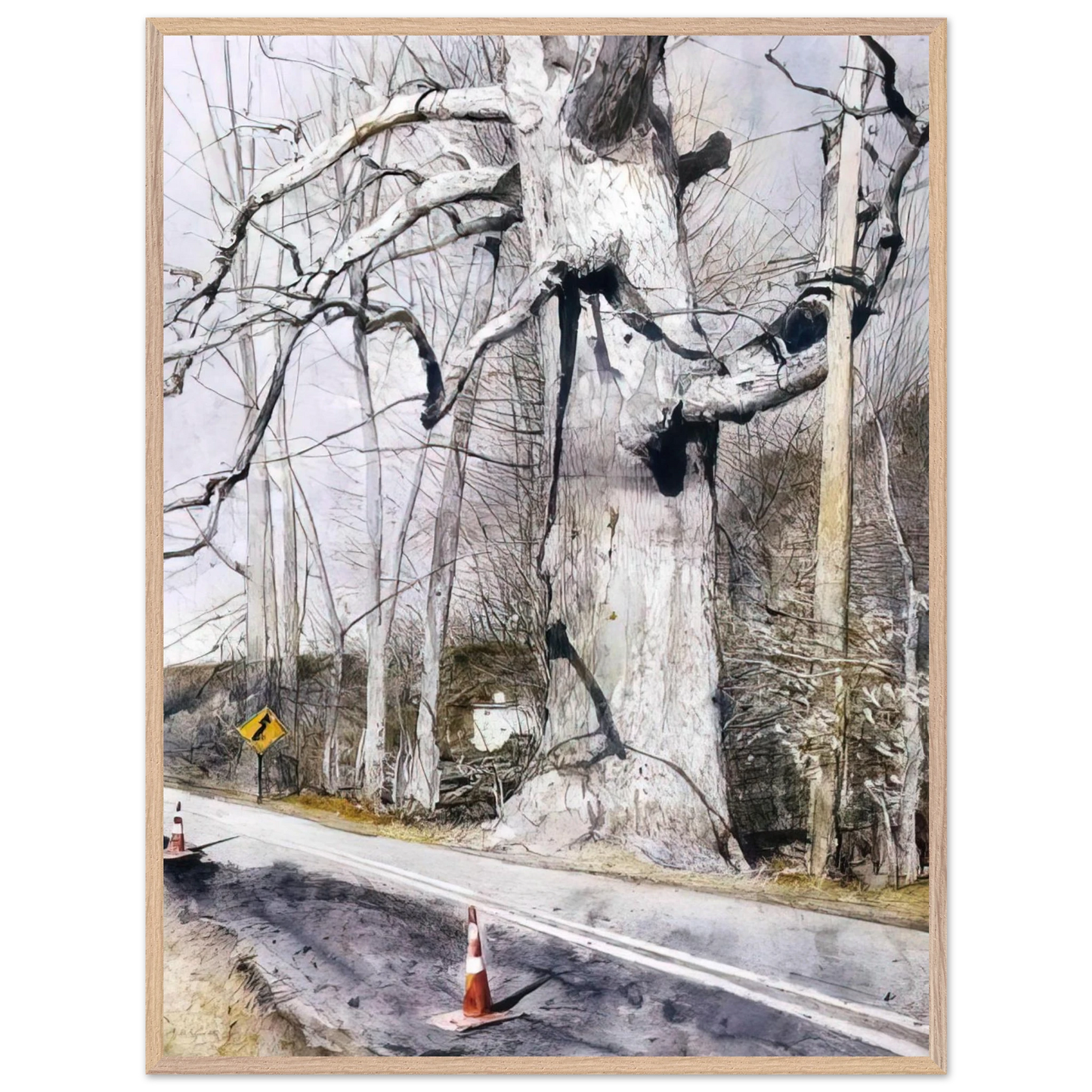 Andrew Wyeth - WALKING STICK Wall Art - 60x80 cm / 24x32 inches - Premium Wooden Framed Poster With Fine Art Paper - Wood frame