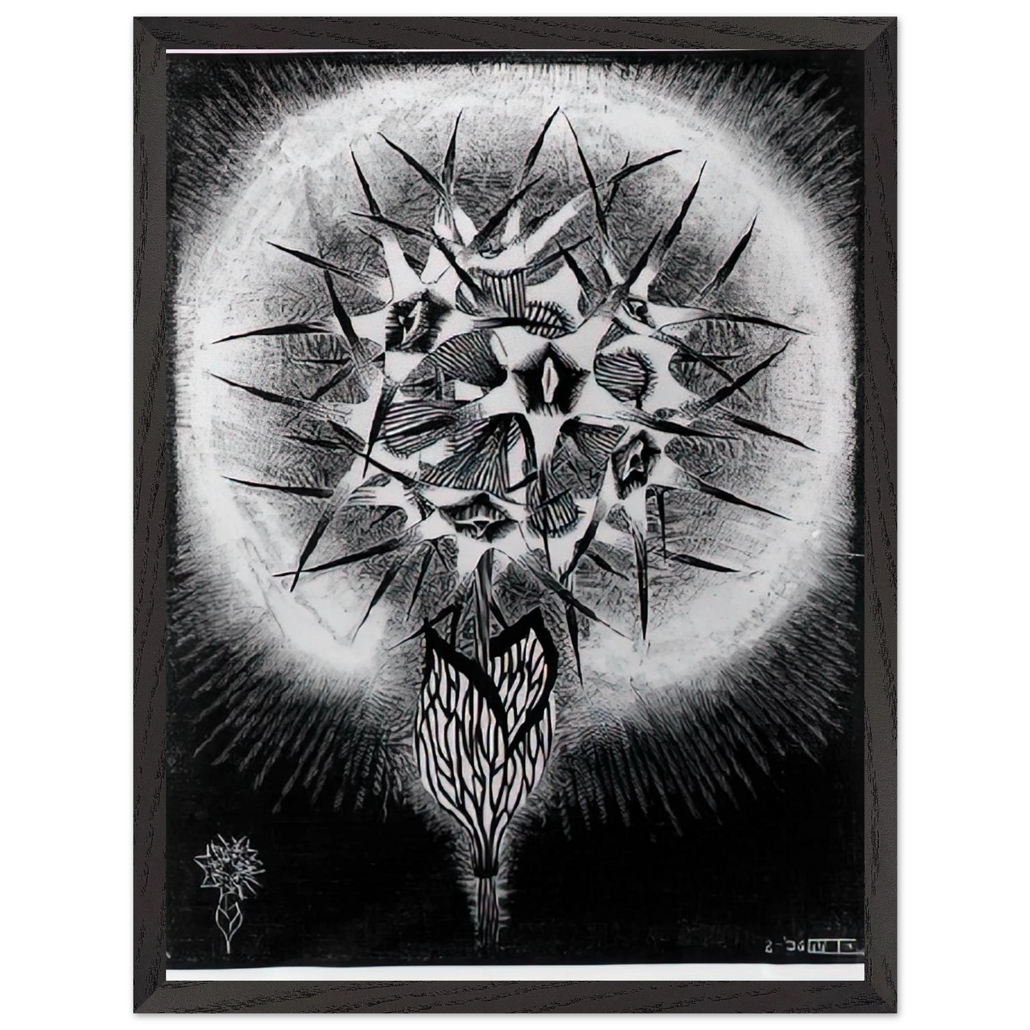 MC Escher - PRICKLY FLOWER Wall Art - 60x80 cm / 24x32 inches - Premium Wooden Framed Poster With Fine Art Paper - White frame