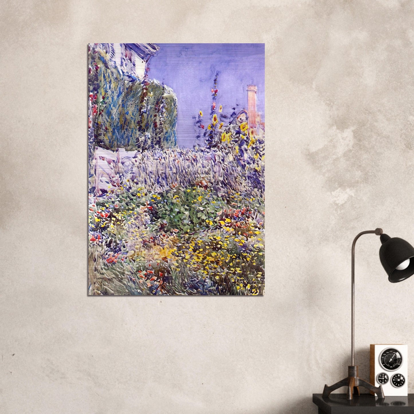 Dexter`s Garden - Childe Hassam Brushed Aluminum Print - 70x100 cm / 28x40 inches | Childe Hassam Aluminum Print | Childe Hassam Prints