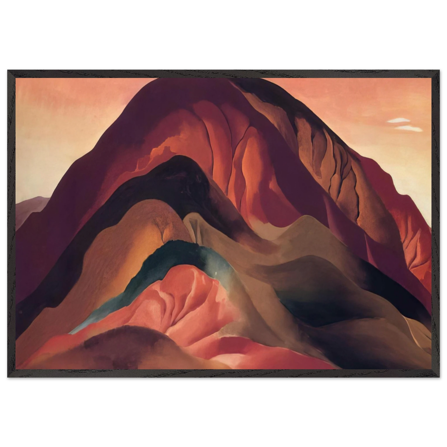 Rust Red Hills - Georgia OKeeffe 70x100 cm / 28x40 inches Framed Art Print – Black Wooden Frame