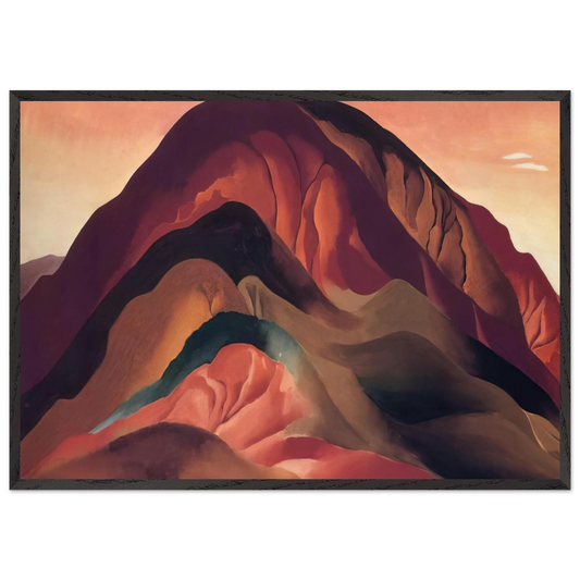 Rust Red Hills - Georgia OKeeffe 70x100 cm / 28x40 inches Framed Art Print – Black Wooden Frame