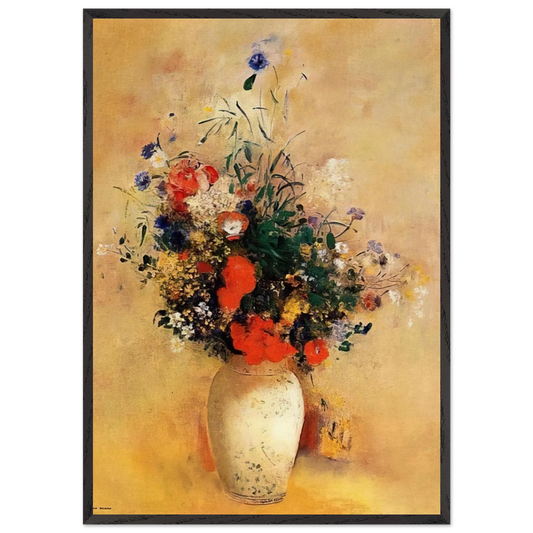 FLOWERS IN A BLUE VASE N1 - Odilon Redon Framed Art Print – Black Wooden Frame - Default Title - -Framed Art Print