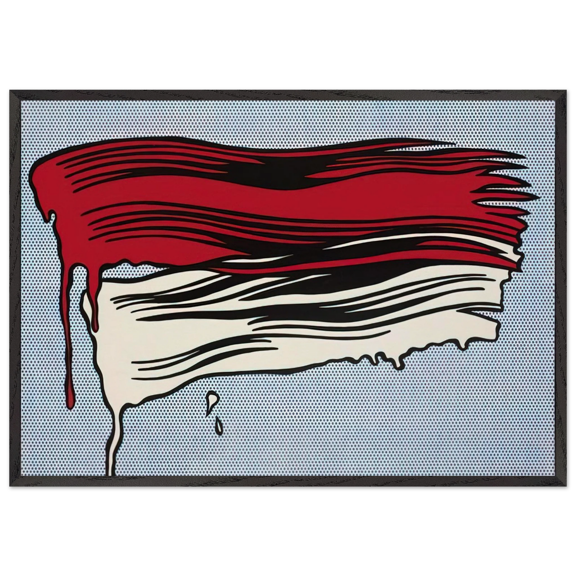 RED AND WHITE BRUSHSTROKES 1965 - Roy Lichtenstein Framed Art Print – Black Wooden Frame - Default Title - -Framed Art Print