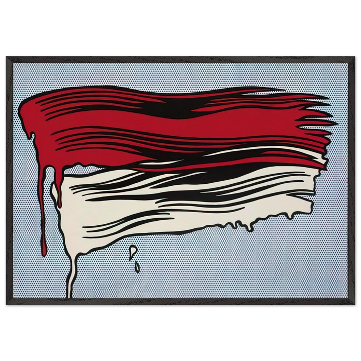 RED AND WHITE BRUSHSTROKES 1965 - Roy Lichtenstein 70x100 cm / 28x40 inches Framed Art Print – Black Wooden Frame