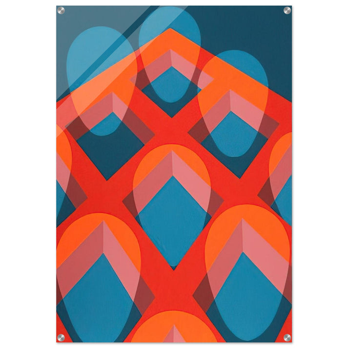 Untitled - Faces in a Grid Red and Blue - 1973 - Clarence Holbrook Carter Acrylic Print - 70x100 cm / 28x40″ inches | Clarence Holbrook Carter Wall Art | Clarence Holbrook Carter Prints