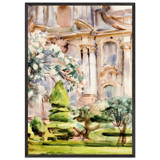 Palace and Gardens Spain - John Singer Sargent 70x100 cm / 28x40 inches Framed Art Print – Black Wooden Frame