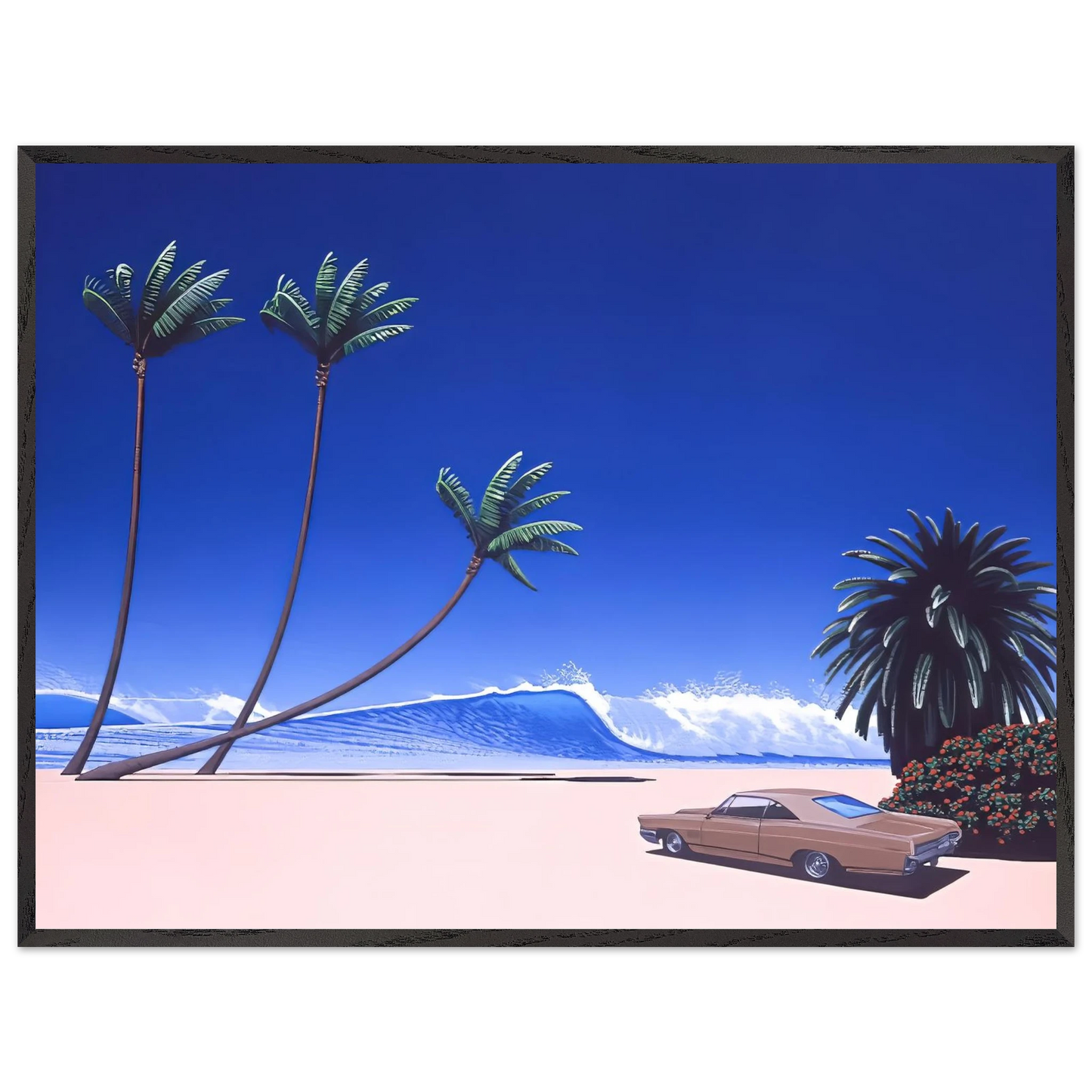 Hiroshi Nagai - Impender Beach Wall Art - 21x29.7 cm / 8x12" - Premium Wooden Framed Poster With Fine Art Paper - White frame