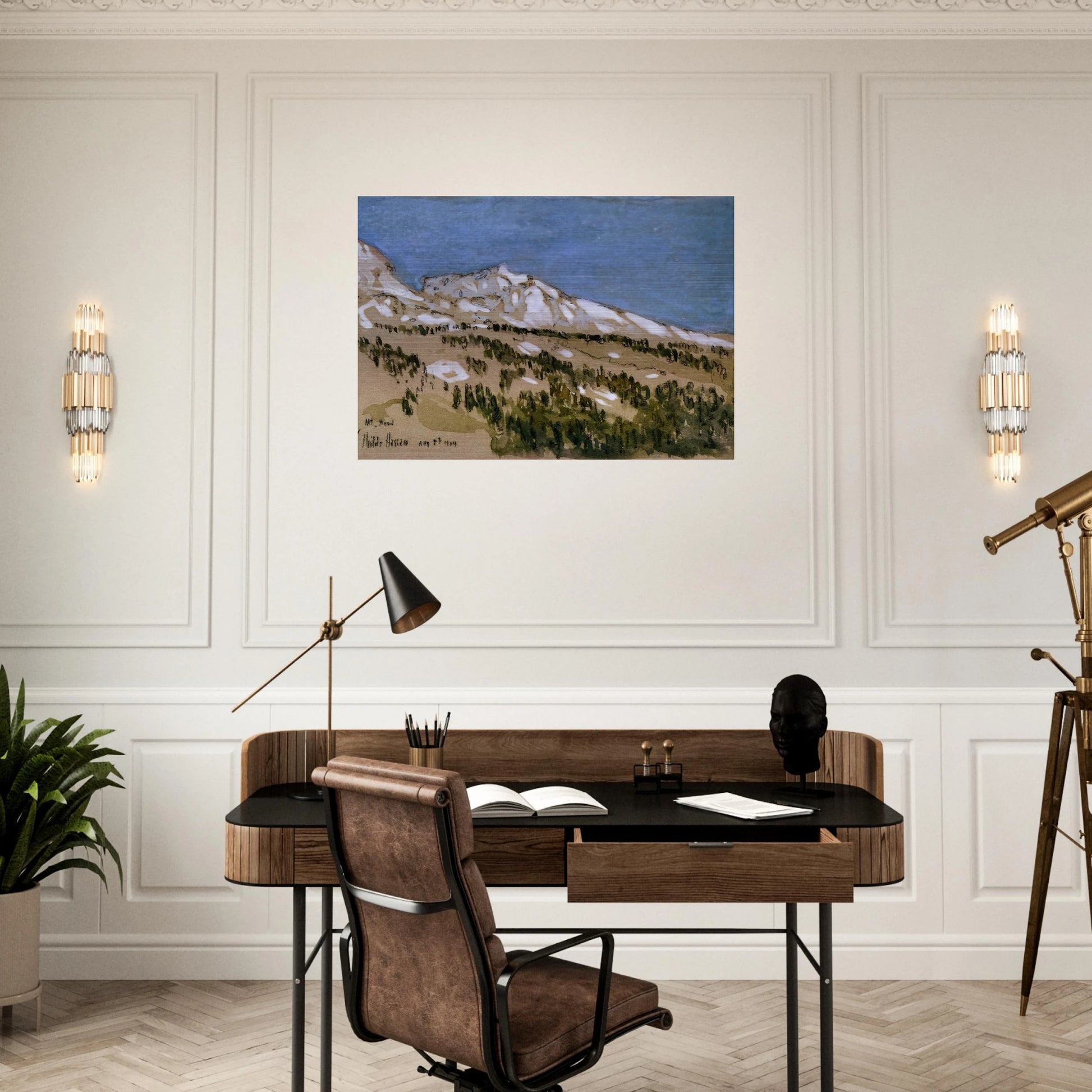 Mt. Hood Oregon - Childe Hassam Brushed Aluminum Print - 70x100 cm / 28x40 inches | Childe Hassam Aluminum Print | Childe Hassam Prints