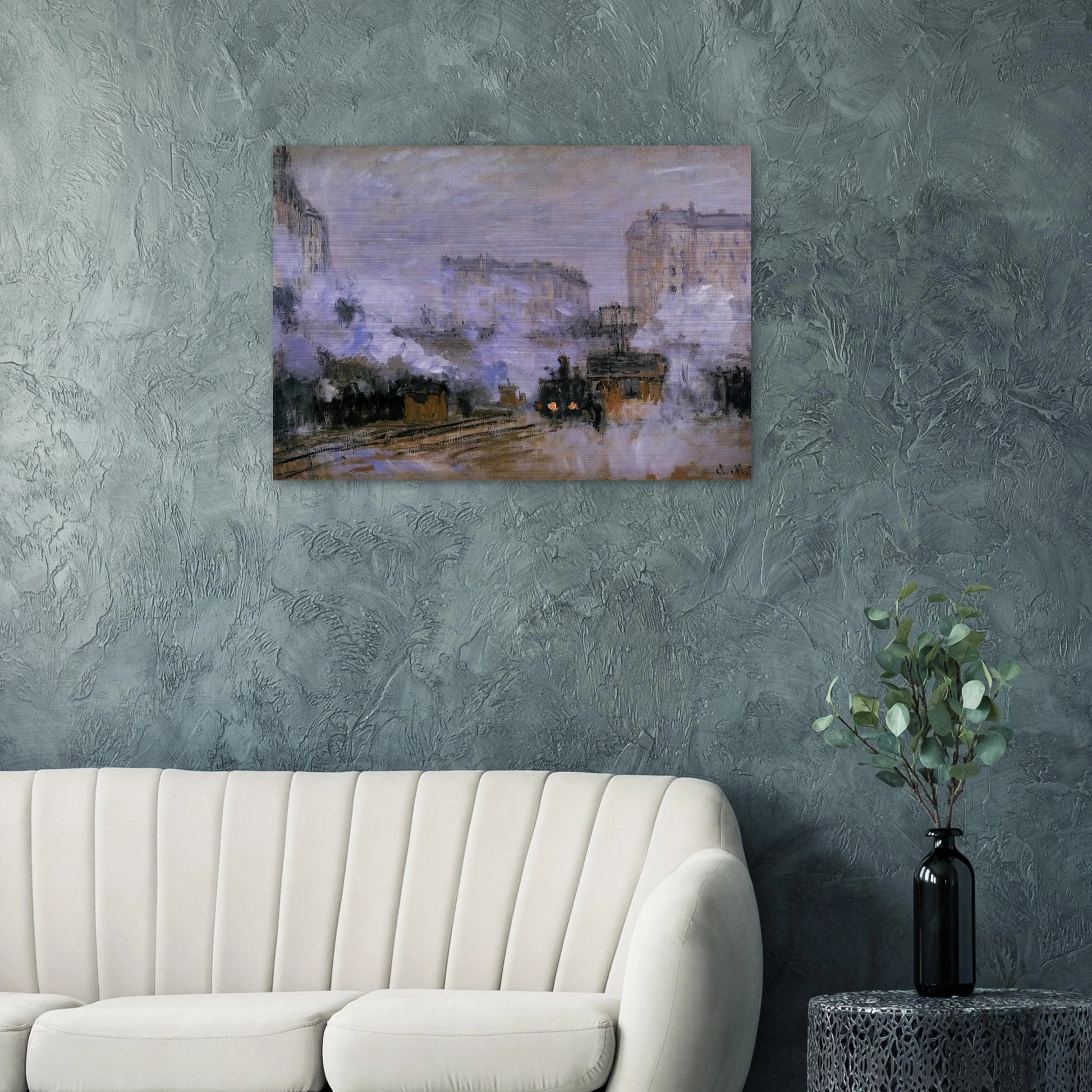 Saint-Lazare Station, Arrival of a Train - claude monet Brushed Aluminum Print - 70x100 cm / 28x40 inches | claude monet Aluminum Print | claude monet Prints