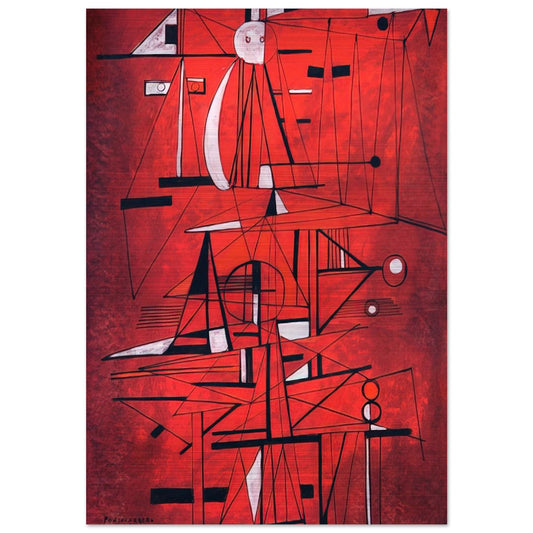 COMPOSITION 1952 - Rene Portocarrero Brushed Aluminum Print - 70x100 cm / 28x40 inches | Rene Portocarrero Aluminum Print | Rene Portocarrero Prints