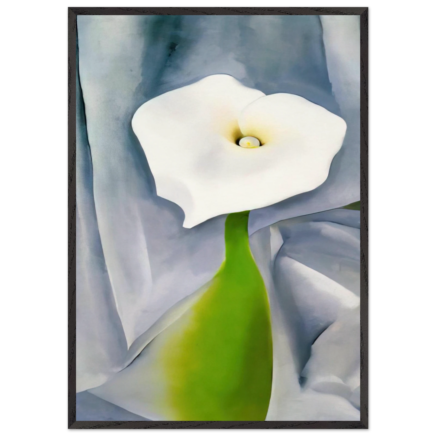 Calla Lily on Grey - Georgia OKeeffe 70x100 cm / 28x40 inches Framed Art Print – Black Wooden Frame