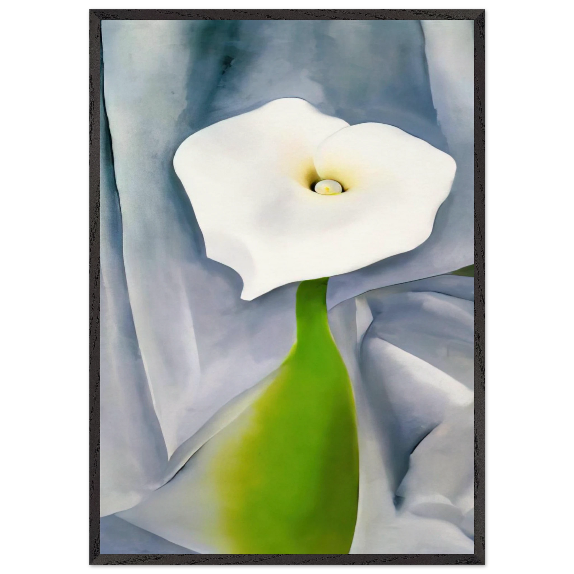 Calla Lily on Grey - Georgia OKeeffe 70x100 cm / 28x40 inches Framed Art Print – Black Wooden Frame