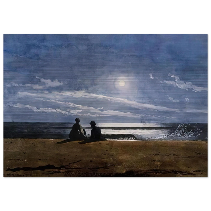 MOONLIGHT - Winslow Homer Brushed Aluminum Print - 70x100 cm / 28x40 inches | Winslow Homer Aluminum Print | Winslow Homer Prints